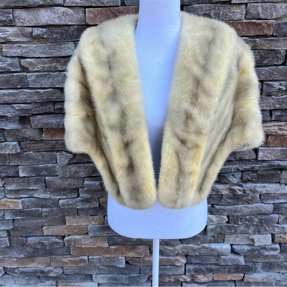 Vintage Fur Bolero Cape Wrap Stole 50s 60s